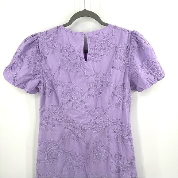 J Crew Floral Eyelet puff-sleeve mini dress in purple Size 6 - Picture 8 of 9